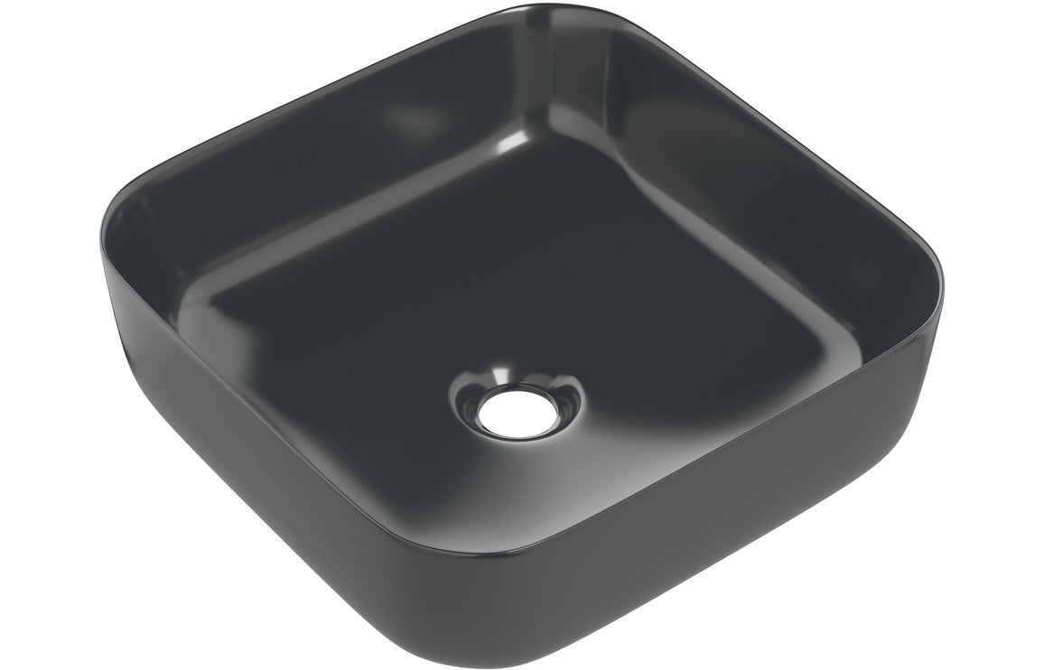 Orpheus 400mm Ceramic Square Washbowl & Waste - Matt Black