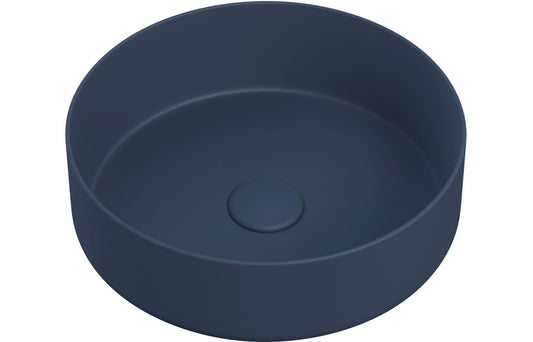 Orpheus 355mm Ceramic Round Washbowl & Waste - Matt Deep Blue