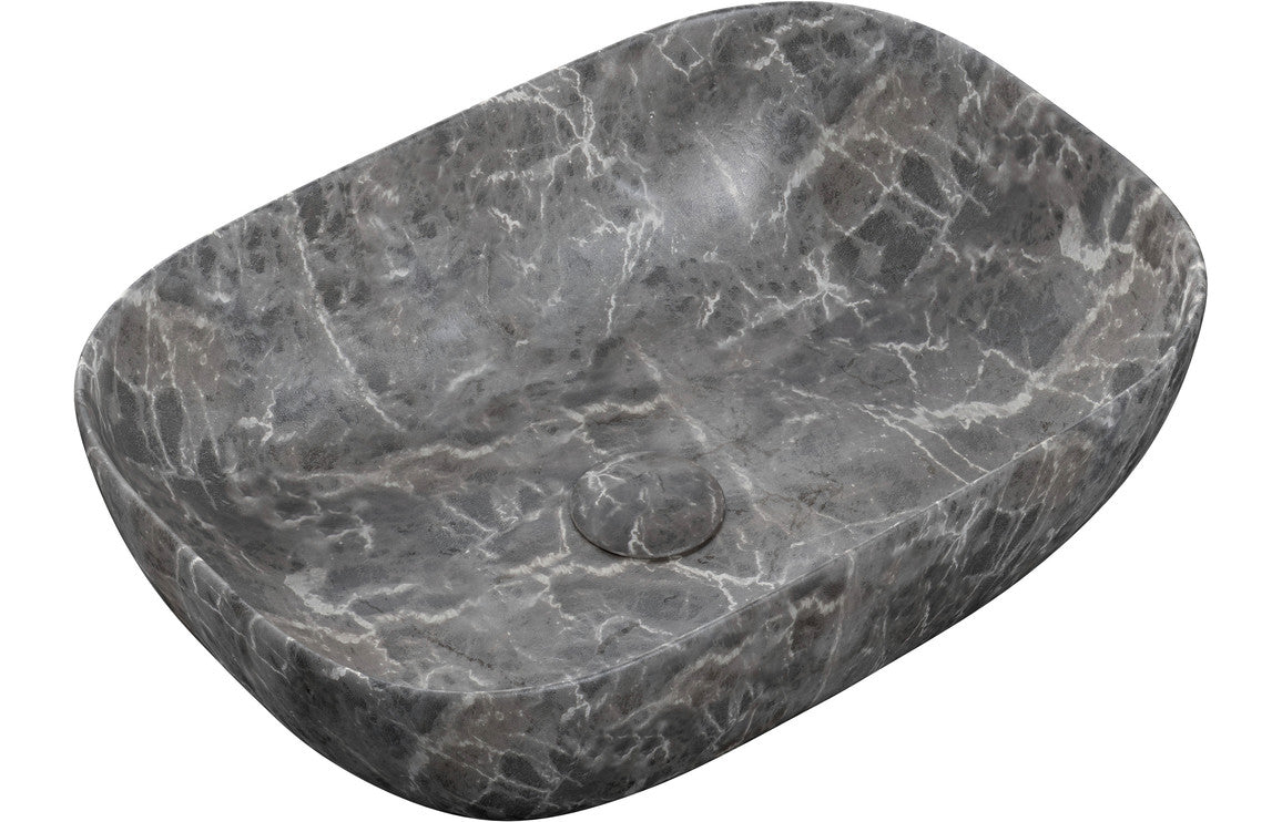 Hesperos 460x330mm Ceramic Washbowl - Grey Marble Effect