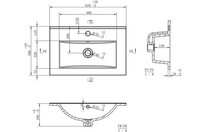 Lavana 610mm Basin Unit & Basin - Sea Green Ash