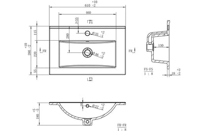 Lavana 610mm Basin Unit & Basin - Satin White Ash