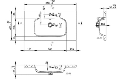 Stella 815mm Wall Hung 2 Drawer Basin Unit & Basin - Matt White