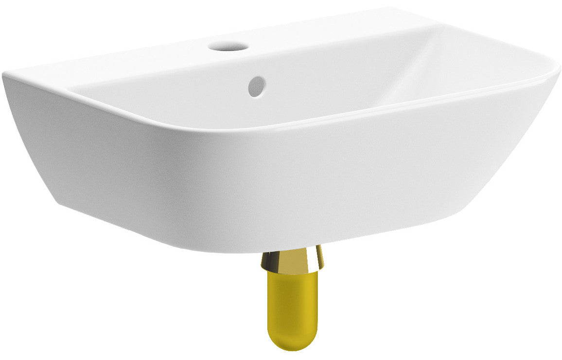 Mahina 450x320mm 1TH Cloakroom Basin & Brushed Brass Bottle Trap