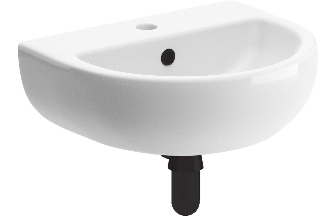 Thalassa 450x400mm 1TH Cloakroom Basin & Black Bottle Trap