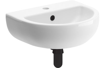 Thalassa 450x400mm 1TH Cloakroom Basin & Black Bottle Trap