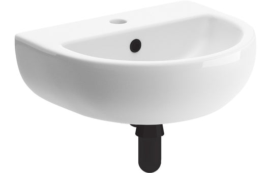 Thalassa 450x400mm 1TH Cloakroom Basin & Black Bottle Trap