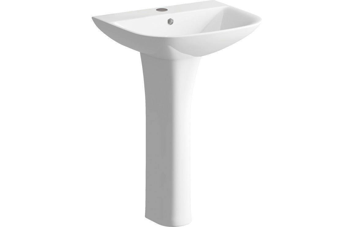 Mahina 560x450mm 1TH Basin & Full Pedestal (Boxed)
