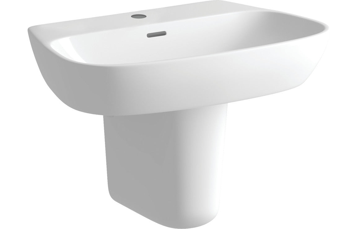 Sidra 600x400mm 1TH Basin & Semi Pedestal