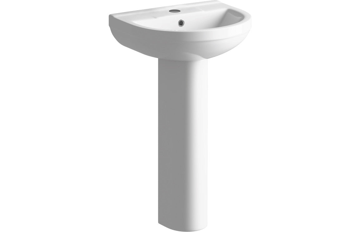Livana 500x390mm 1TH Basin & Full Pedestal