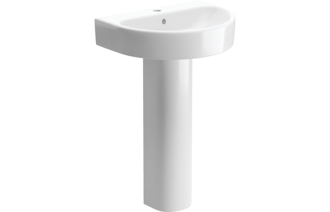 Orpheus 555x430mm 1TH Basin & Full Pedestal