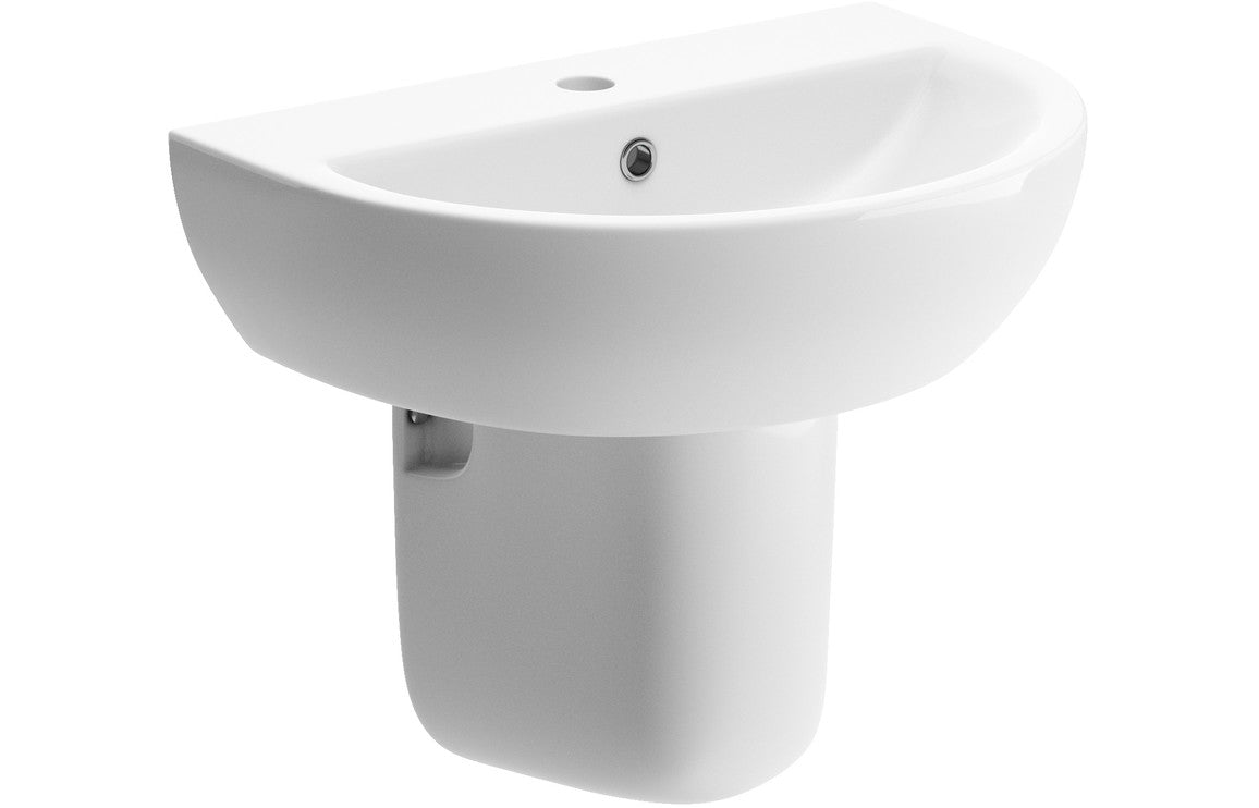 Thalassa 550x400mm 1TH Basin & Semi Pedestal