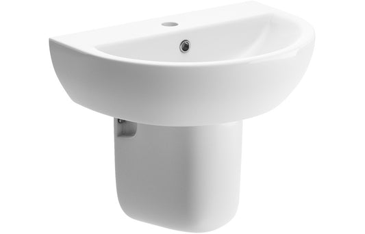 Thalassa 550x400mm 1TH Basin & Semi Pedestal