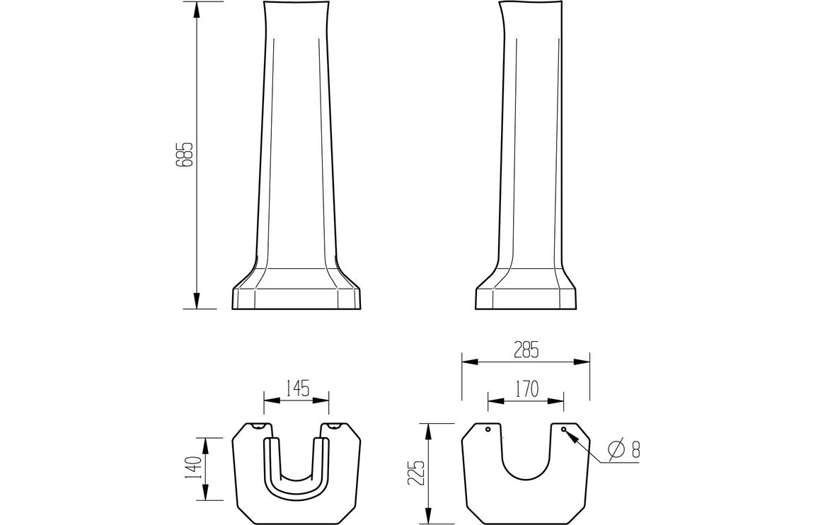 Solaris 600x500mm 2TH Basin & Full Pedestal