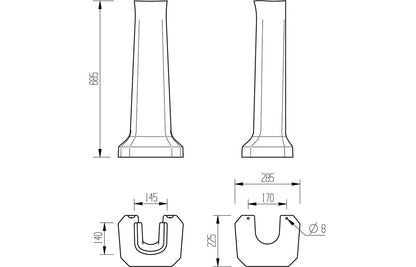 Solaris 600x500mm 2TH Basin & Full Pedestal