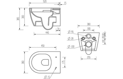 Cresida Rimless Wall Hung WC & Soft Close Seat