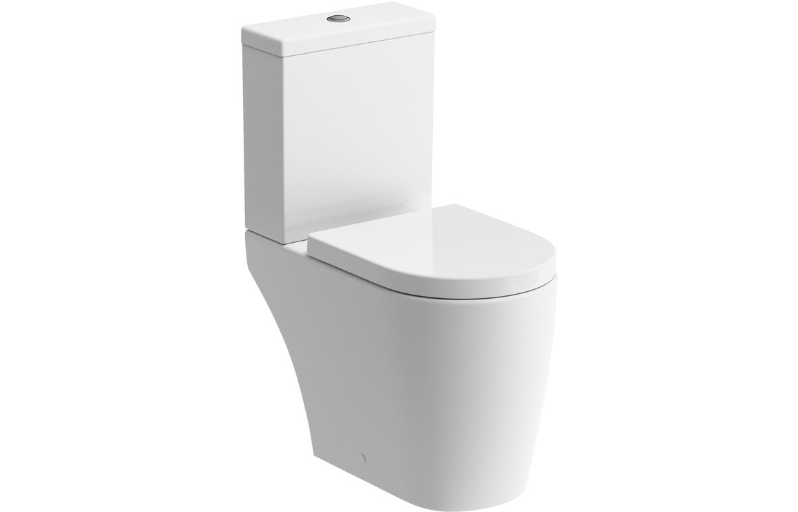 Cresida Rimless Close Coupled Open Back WC & Soft Close Seat