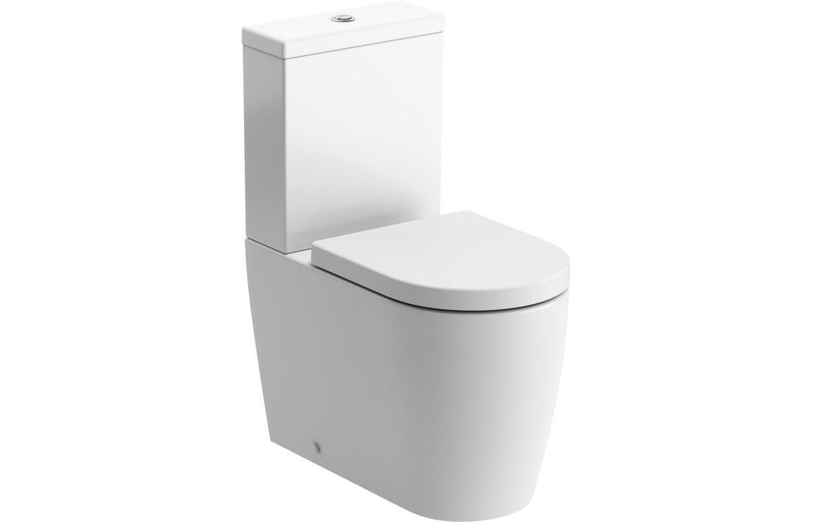 Cresida Rimless Close Coupled Fully Shrouded Comfort Height WC & Soft Close Seat