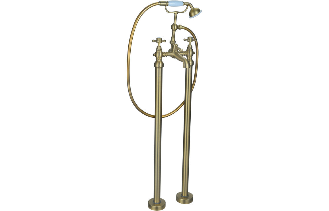 Arpina Floor Standing Bath/Shower Mixer & Shower Kit - Brushed Brass