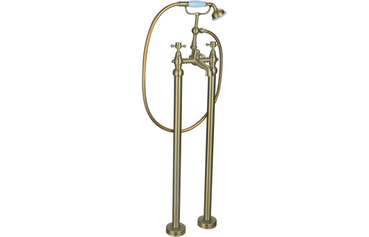 Arpina Floor Standing Bath/Shower Mixer & Shower Kit - Brushed Brass