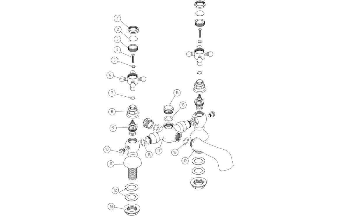 Arpina Basin Pillar Taps - Chrome