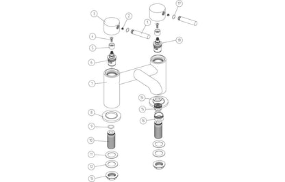 Lumos Wall Mounted Basin Mixer - Brushed Brass