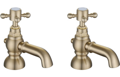 Arpina Bath Pillar Taps - Brushed Brass