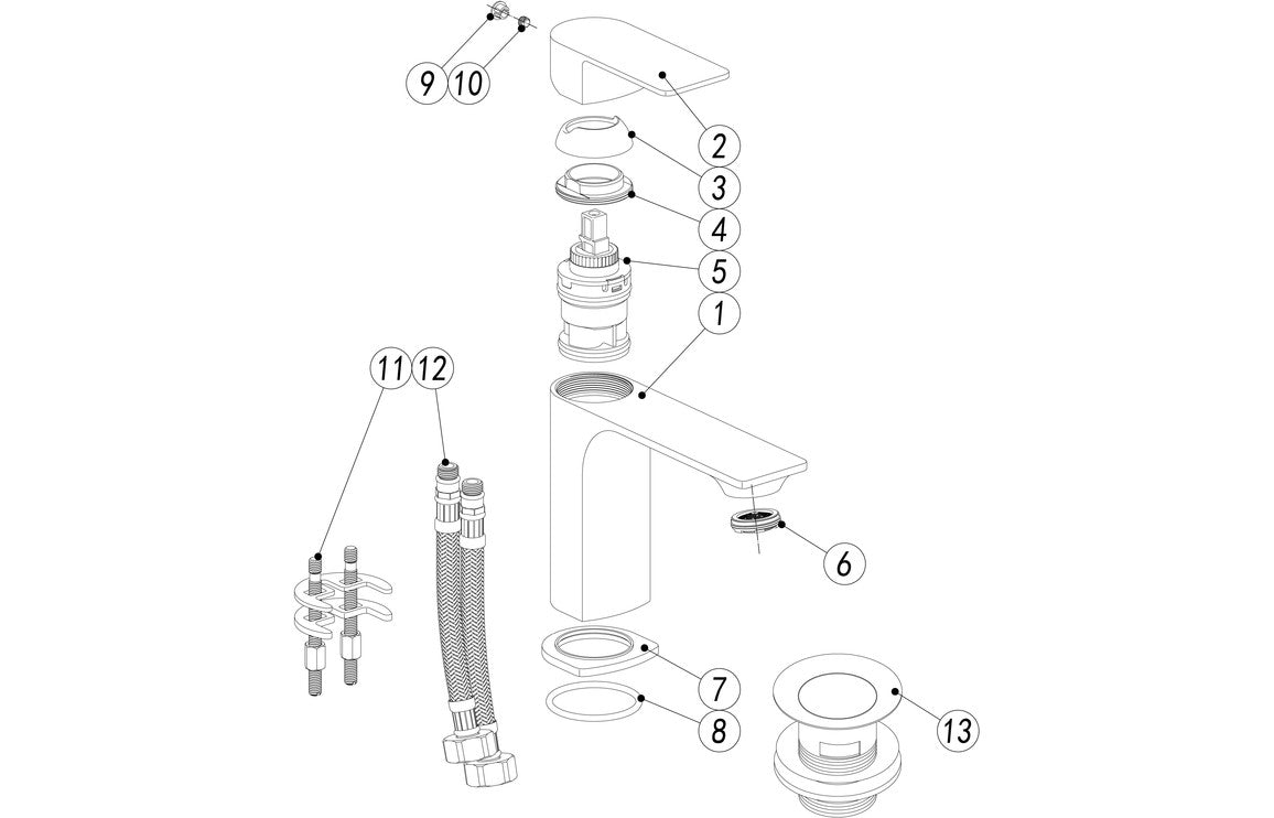Aina Basin Mixer & Waste - Chrome