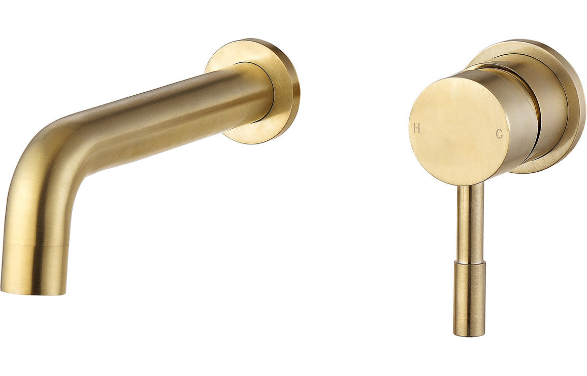 Lumos Wall Mounted Basin Mixer - Brushed Brass