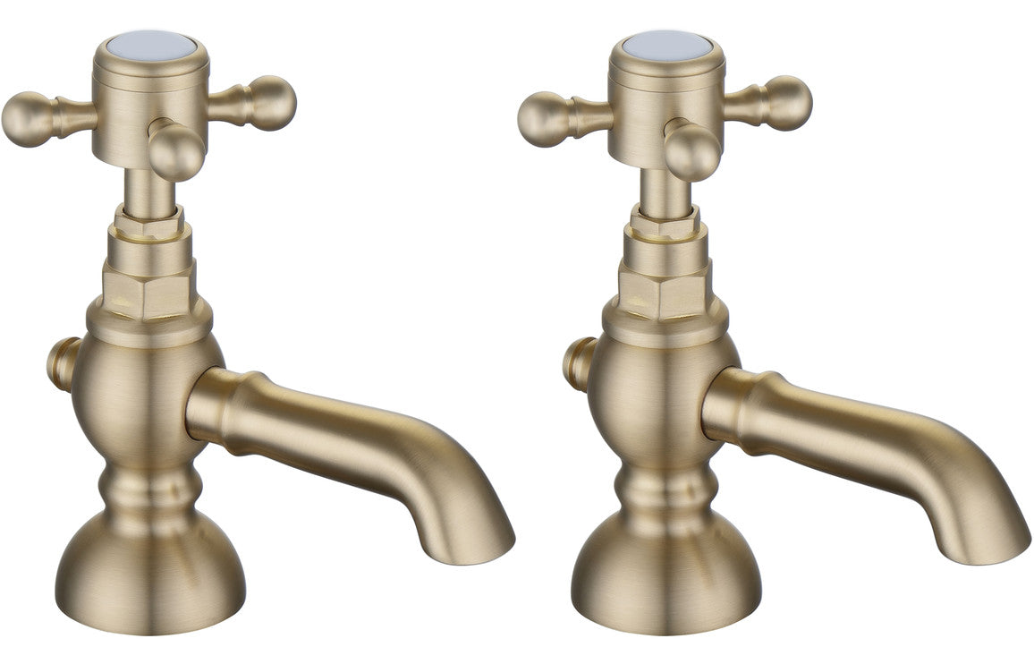 Arpina Basin Pillar Taps - Brushed Brass
