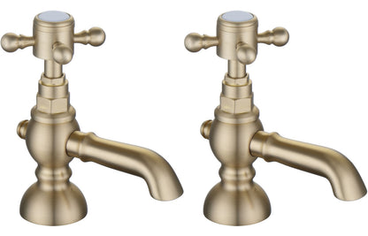 Arpina Basin Pillar Taps - Brushed Brass