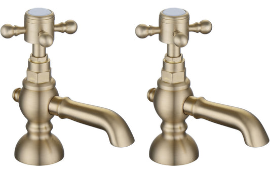 Arpina Basin Pillar Taps - Brushed Brass