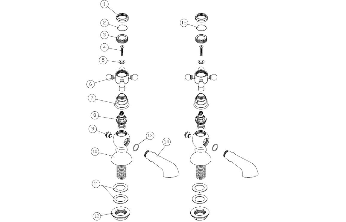 Arpina Bath Pillar Taps - Brushed Brass