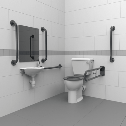 Close Coupled Doc M Toilet Pack, Steel, Exposed Fixings
Dark Grey - Lever 