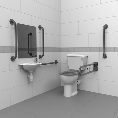 Close Coupled Doc M Toilet Pack, Steel, Exposed Fixings
Grey - Lever