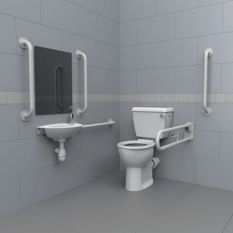 Close Coupled Doc M Toilet Pack, Steel, Exposed Fixings