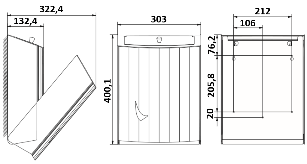 4052FR Drawing Freedom 9 Litre Sanitary Bin