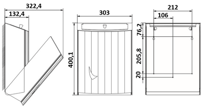 4052FR Drawing Freedom 9 Litre Sanitary Bin