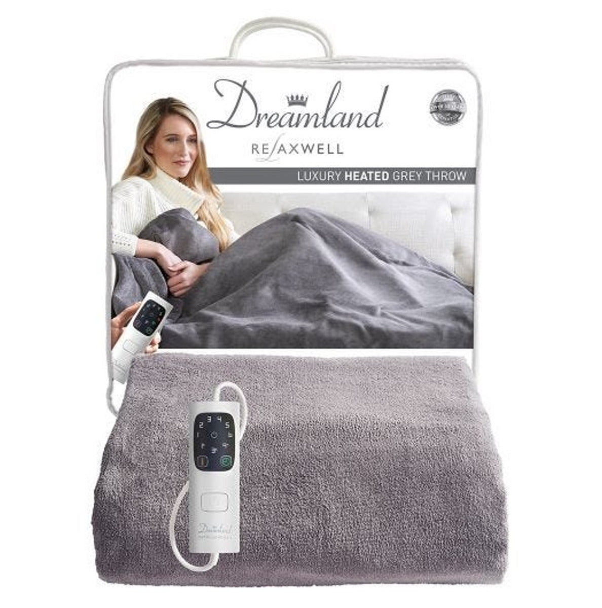 Dreamland Intelliheat Luxury Heated Grey Throw