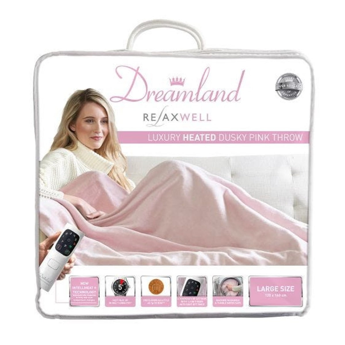 Dreamland Intelliheat Luxury Heated Pink Throw