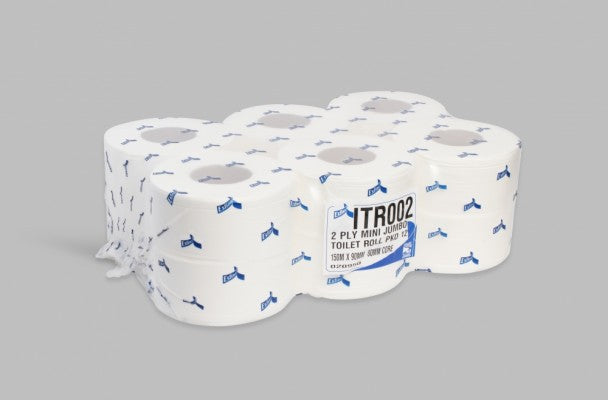 Mini Jumbo Toilet Rolls 100% Virgin Pulp 80mm Core