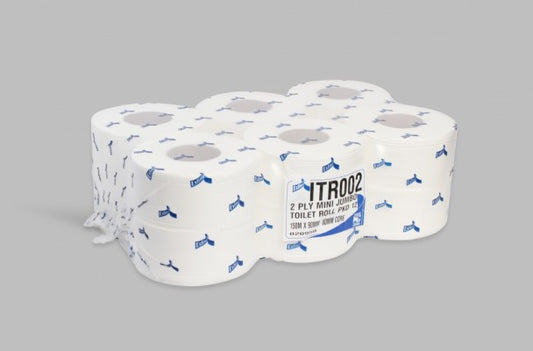 Mini Jumbo Toilet Rolls 100% Virgin Pulp 80mm Core