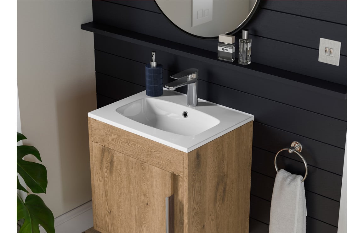 Estelle 510mm Floor Standing Unit Inc. Basin - Seville Oak