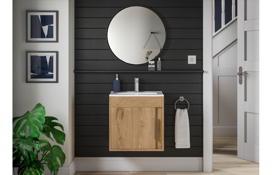 Estelle 510mm Wall Hung Unit Inc. Basin - Seville Oak