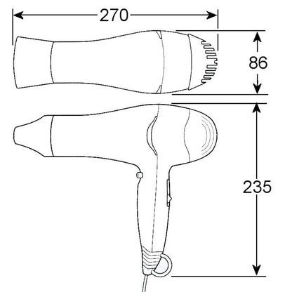 Valera Excel 1800W Hair Dryer dimensions