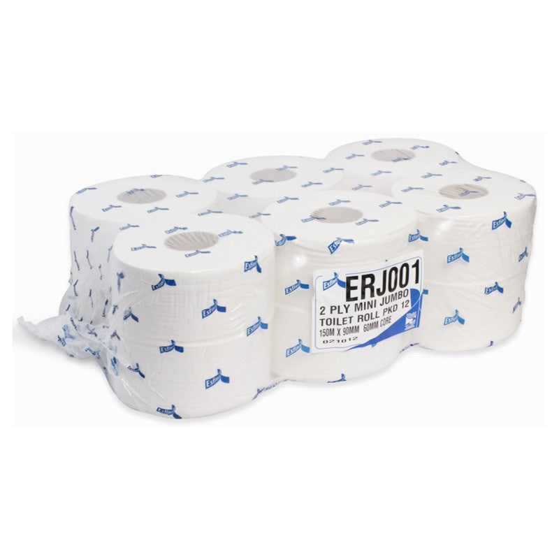 Esfina 2 Ply White Recycled Mini Jumbo Toilet Roll 2.25" Core