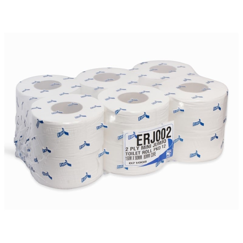 ERJ002N Esfina 2 Ply White Recycled Mini Jumbo Toilet Roll 3" Core