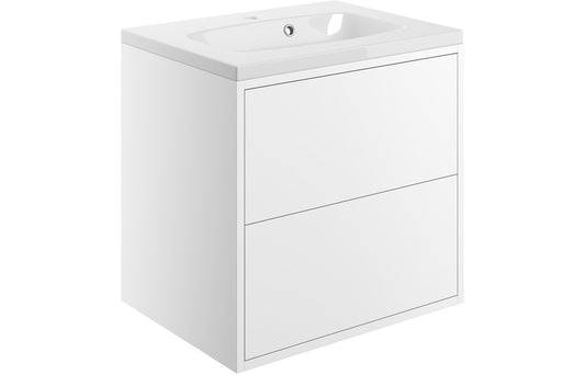 Palas 600mm 2 Drawer Wall Hung Basin Unit Inc. Basin - Matt White