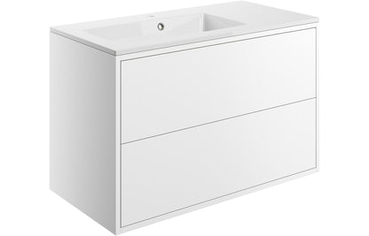 Palas 900mm 2 Drawer Wall Hung Basin Unit Inc. Basin - Matt White