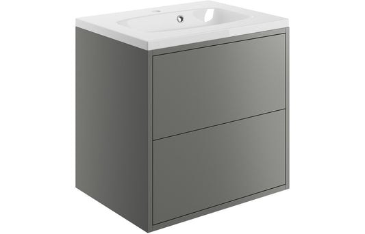 Palas 600mm 2 Drawer Wall Hung Basin Unit Inc. Basin - Matt Grey
