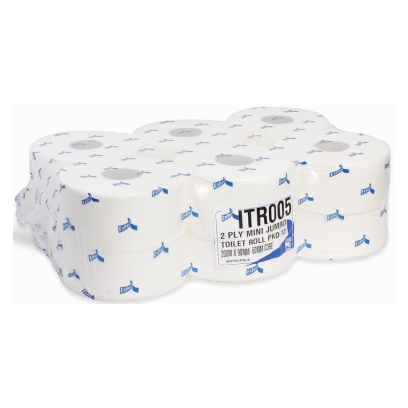 Esfina 2 Ply White Mini Jumbo Toilet Roll 60mm Core